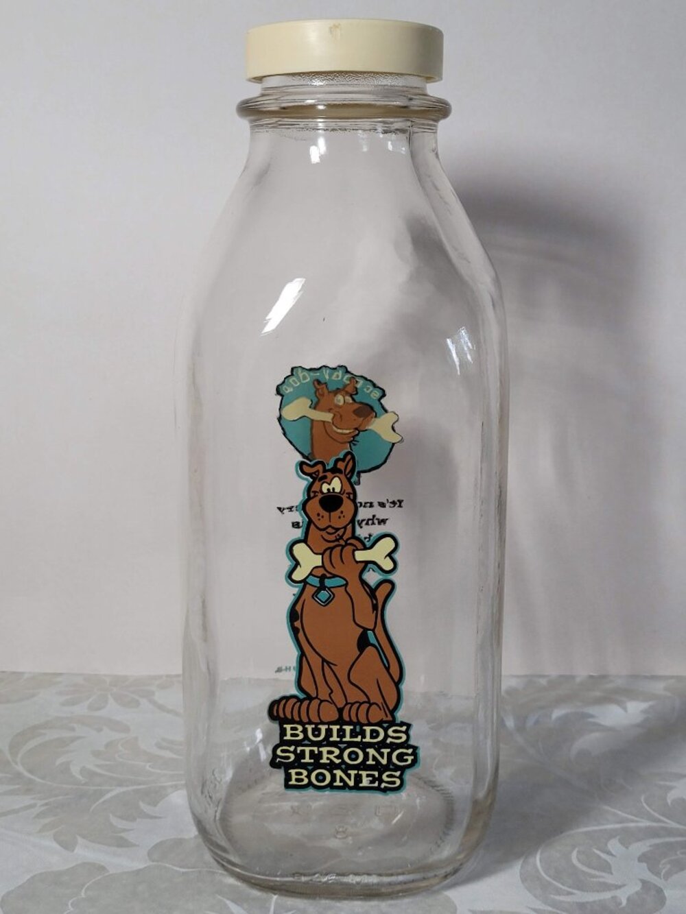 Vintage Scooby Doo Dairy Glass Milk Bottle w/Original White Plastic Cap Rare!
